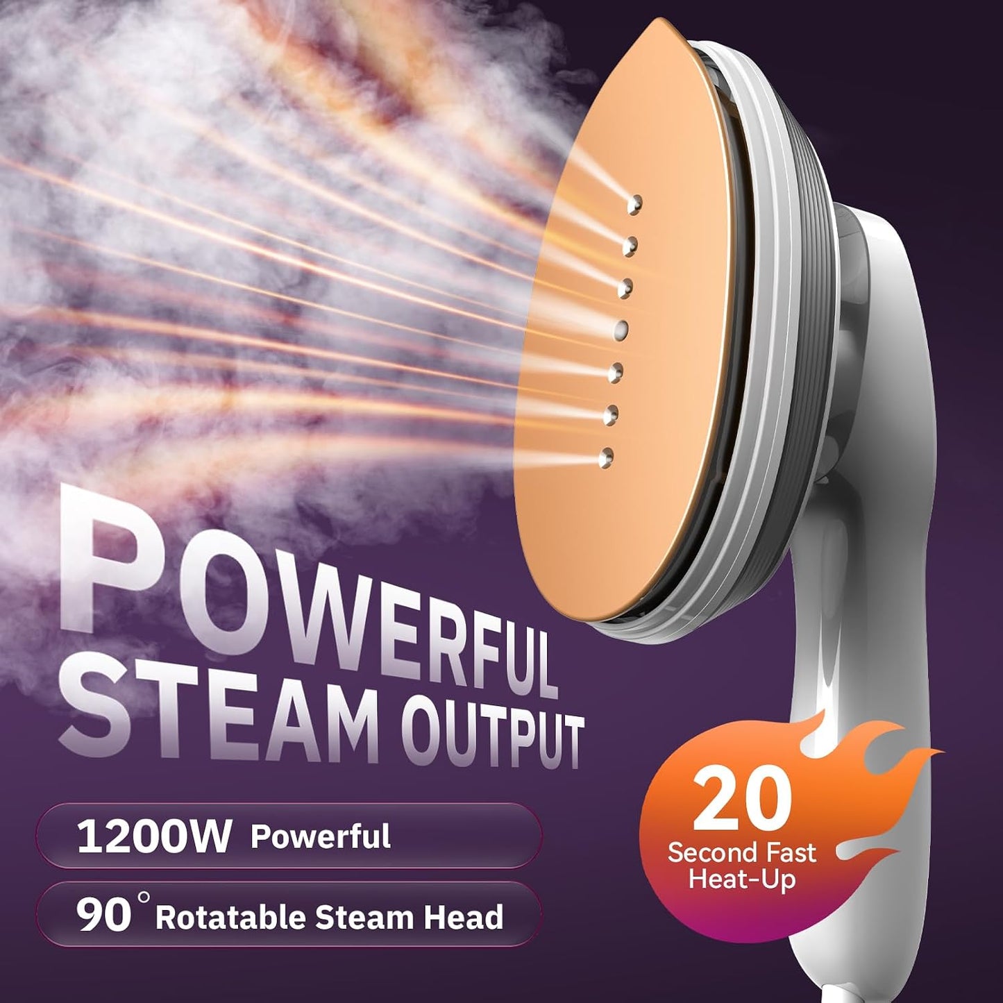 OGHOM 2-in-1 Handheld Garment Steamer, Fast Heat Portable Clothes Iron