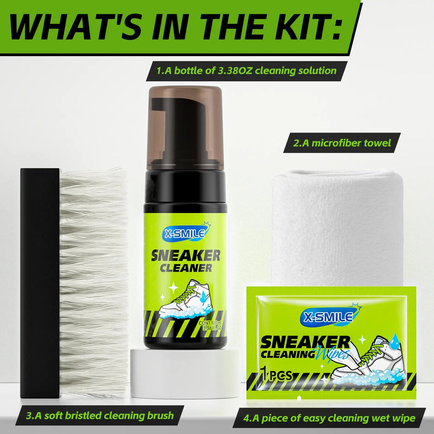 Foam Sneaker Cleaner Kit with Brush – Deep Clean Shoes